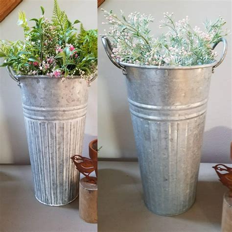 small metal house plant pots|tall planter galvanized metal.